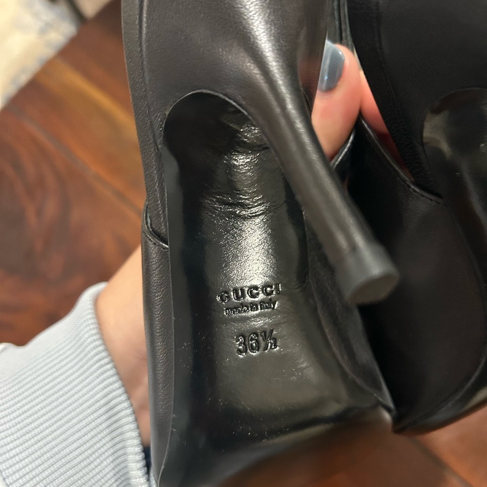 Gucci Black Peep Toe Sling Back Heels sz 36.5 - Picture 9 of 9